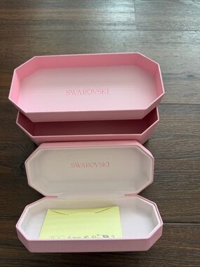 Swarovski light Pink Octagonal Glasses Box, Case & Cleaning cloth